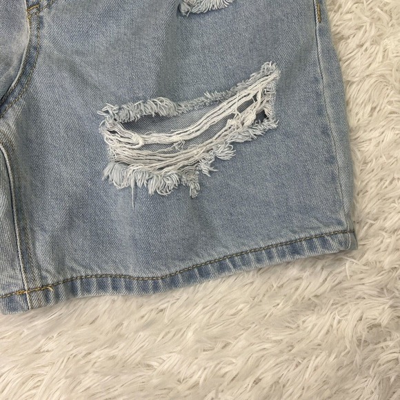 Forever 21 Size 28 Shorts Denim Jean Booty Distressed Ripped Five Pocket Blue - Picture 3 of 9